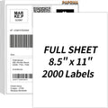 Full Sheet Labels 8.5” x 11” Sticker Paper Matte White, Large Shipping Label Paper for Inkjet Laser Printer, 2000 Counts by PAPRMA