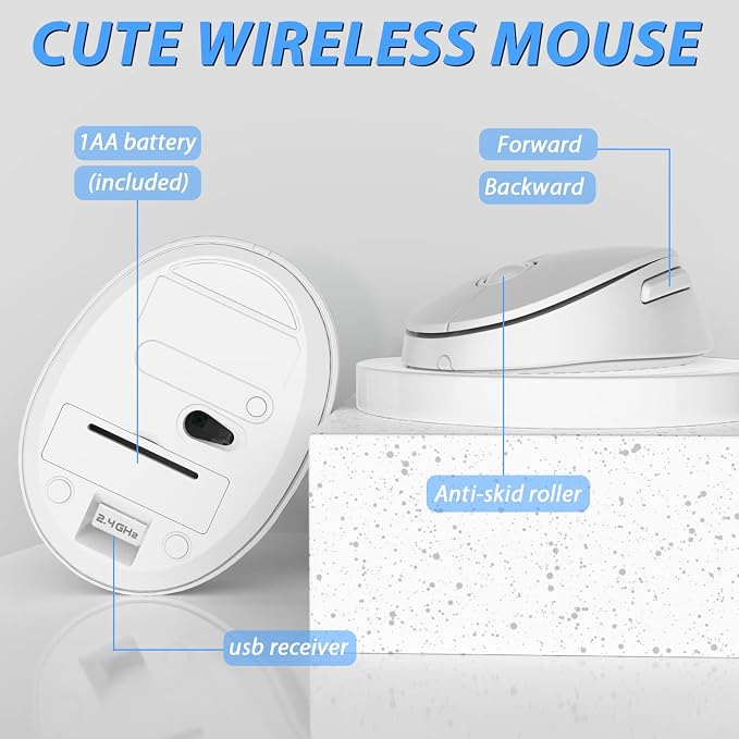 Wireless Keyboard Mouse Combo,104 Keys Cute Colorful Typewriter White | Full Size With Number Pad & Mouse,Compatible With All Windows,Ideal For Windows,1600DPI,Computer, PC, Notebook, Laptop - Image 4