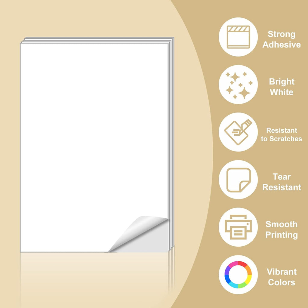 Sticker Paper 8.5" x 11" Full Sheet Label Stickers for Laser & Inkjet Printers, Self-Adhesive Paper Shipping Labels (8000 Sheets,8000 Labels) - Image 2