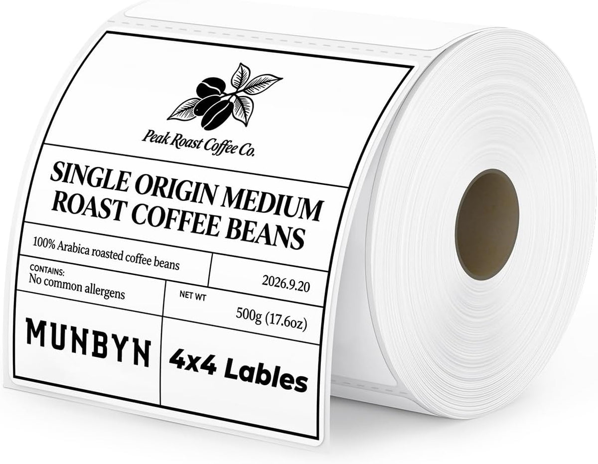 MUNBYN 4x4 Thermal Labels, 500 Sheets/Roll, White by MUNBYN