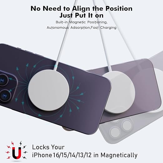 Magnetic Wireless Charger Fast Apple Mag-Safe Charger for iPhone 16 Pro Max/16 Pro/iPhone 15Pro Max/15 Plus/14/13/12/AirPods 3/2/Pro/Pro 2 Magnet Charging Pad Mag Safe Chargerwith Dual Charging Ports - Image 7