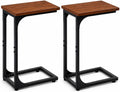 TEMI C Shaped End Table for Couch, Set of 2 Small Side Table for Sofa, TV Tray for Eating or Laptop, Accent Desk for Chair, Space Saving for Living Room Bedroom, Rustic Walnut by TEMI