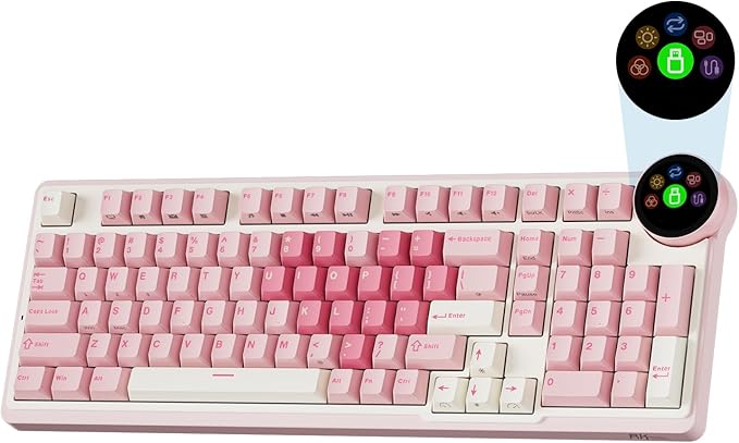 RK ROYAL KLUDGE N99 Wireless Mechanical Keyboard with Screen & Knob, BT/2.4G/USB-C, 96% Hot Swappable Custom Keyboard, Pre-lubed Linear Switches, Gasket Mount, RGB Mechanical Gaming Keyboard by RKROYALKLUDGE