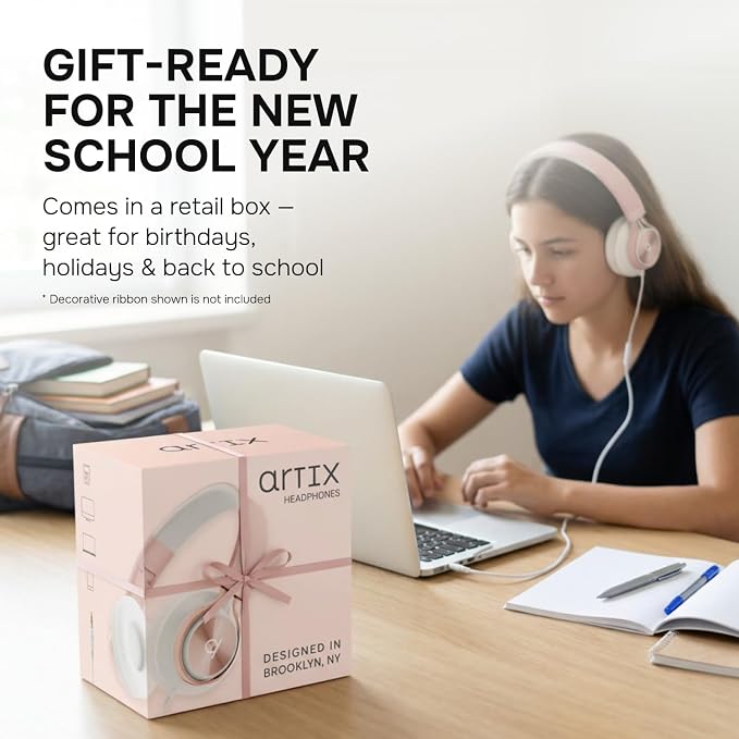 ARTIX Wired Headphones for Kids & Adults - Built-in Mic & Volume Control, Kids Headphones for School & Travel, Girls Head Phones for Computer, iPad, Chromebook, Tablet, Smartphone with 3.5mm Aux Cord - Image 3