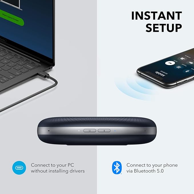 Anker PowerConf Speakerphone, Zoom Certified Conference Speaker with 6 Mics | 360° Enhanced Voice Pickup, 24H Call Time, Bluetooth 5.3, USB C, Compatible with Leading Platforms for Personal Workspaces - Image 5