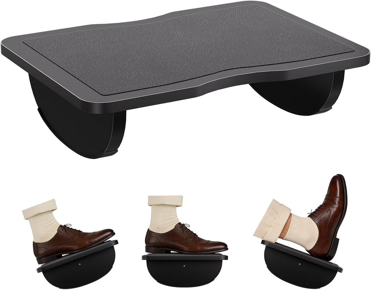 Ergonomic Wooden Foot Rest for Under Desk at Work (Black) by Atoping
