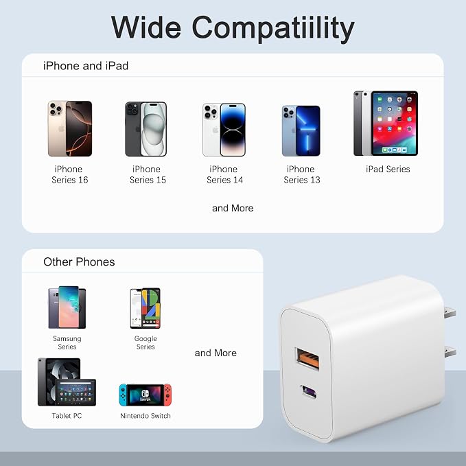 [4 Pack] USB C Charger Block Charging Block Type C Charger | 20W Wall Chargers for iPhone Air/17/17 Plus/17 Pro/17 Max/16/16 Plus/16 Pro Max/15/15 Pro Max/14/13/12/Samsung/Android - Image 4