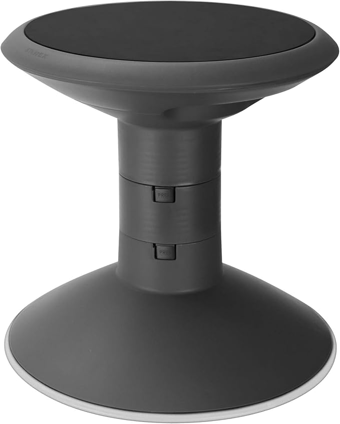 Storex Wiggle Stool – Active Flexible Seating for Classroom and Home Study, Adjustable 12-18 Inch Height, Black (00300U01C) by Storex