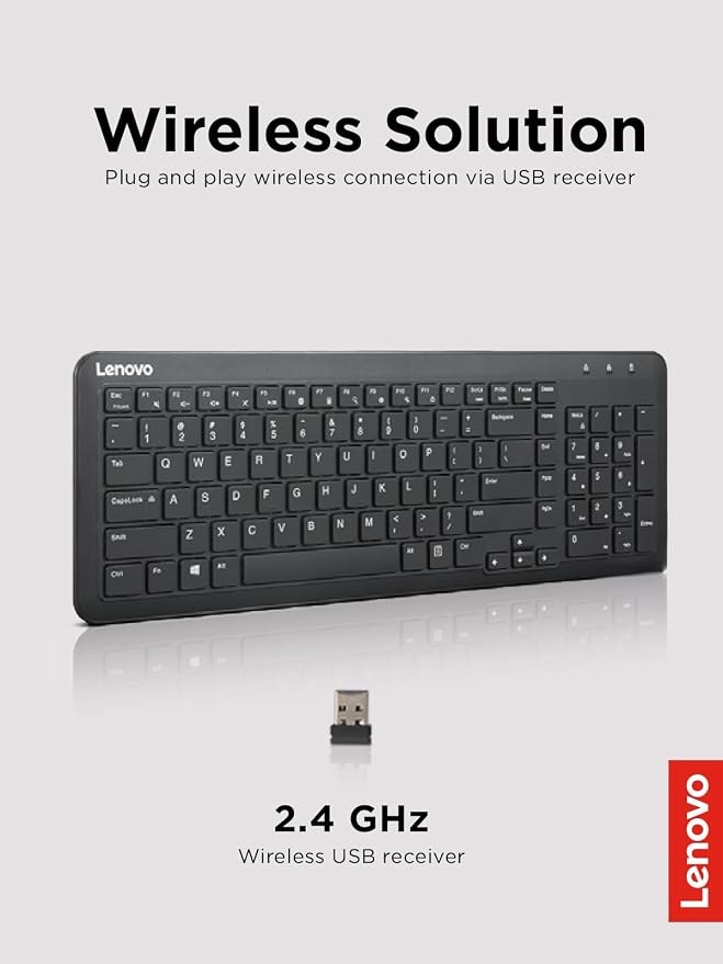 Lenovo 300 Wireless Keyboard, Black - Image 5