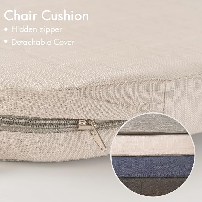 Battilo Chair Cushions for Dining Chairs with Ties, Indoor/Outdoor Waterproof Kitchen Chair Pad with Non-Slip Backing, Seat Cushions with Machine Washable Removable Cover, 16"x16"x2", Set of 4, Beige - Image 7