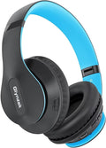 Wireless Bluetooth Headphones Over Ear V6.0 HiFi Stereo with Mic | 65H Playtime 6EQ Modes Foldable Bluetooth Headset with Microphone for Travel Smartphone Computer Laptop Blue by Glynzak