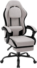 Gaming Chair with Footrest, Ergonomic Fabric Desk Chair, Grey by Meilocar