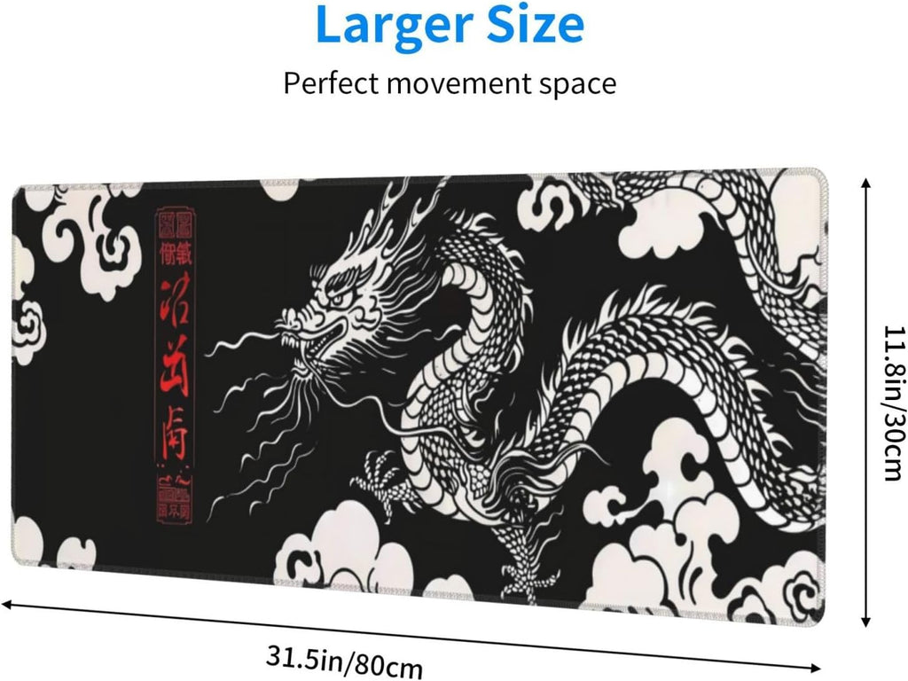 Gaming Mouse Pad Desk Pad,Extended Big Mouse Pad,31.5x11.8 Inch Long Computer Keyboard Mouse Mat Mousepad with 3mm Non-Slip Base and Stitched Edge for Gaming and Office… (Loong) - Image 2