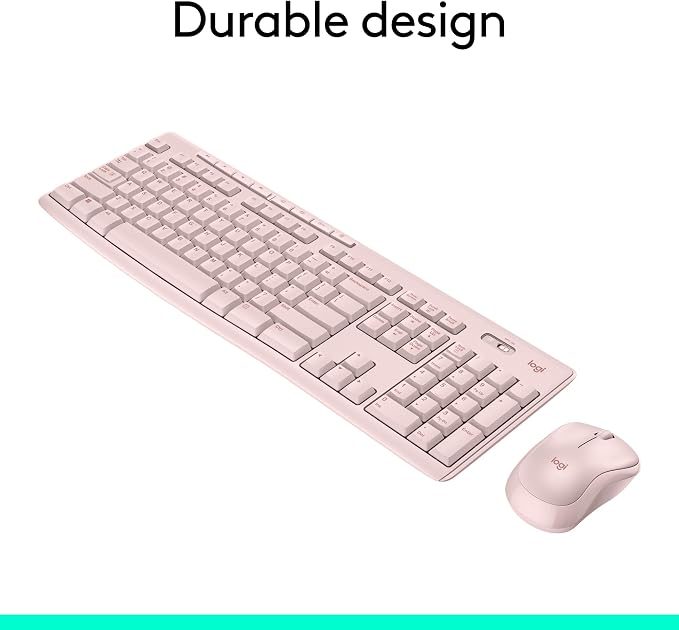 Logitech MK270 Full Size Wireless Keyboard and Mouse Combo - Rose | Full size keyboard with spill-resistant design, compact ambidextrous mouse, connect via single included USB-A Nano Receiver - Image 5
