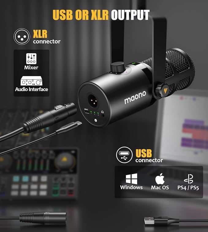 MAONO PD400X Dynamic Microphone, USB/XLR Podcast PC Mic with Software | EQ,Tap-to-Mute, Headphone Jack, Gain Knob & Volume Control, Studio Mic for Broadcast, Recording, Streaming & Gaming - Image 7