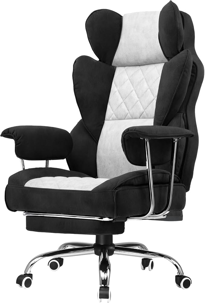 GTPLAYER Gaming Chair,Office Chair with Pocket Spring Lumbar Support, Ergonomic Comfortable Wide Office Desk Computer Chair with Outward Fixed Soft Armrests and Footrest (Fabric, Black & Gray) by GTPLAYER