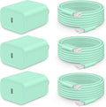 20W Fast Charger for iPhone 17/16/15 with 6FT Cable [3-Pack] - Green | USB-C Wall Charger & C-to-C Cable, Compatible with iPhone 17/16/15 Series, USB-C iPad Pro/Air/Mini & More by CXX