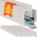 EVEO Cable Management Under Desk Kit (12 Units)- Under Desk Cable Management Cord Cover, Cable Hider Cord Management Under Desk Cable Organizer Cord Organizer Tray - 96''J Channel 12X16 - White by EVEO