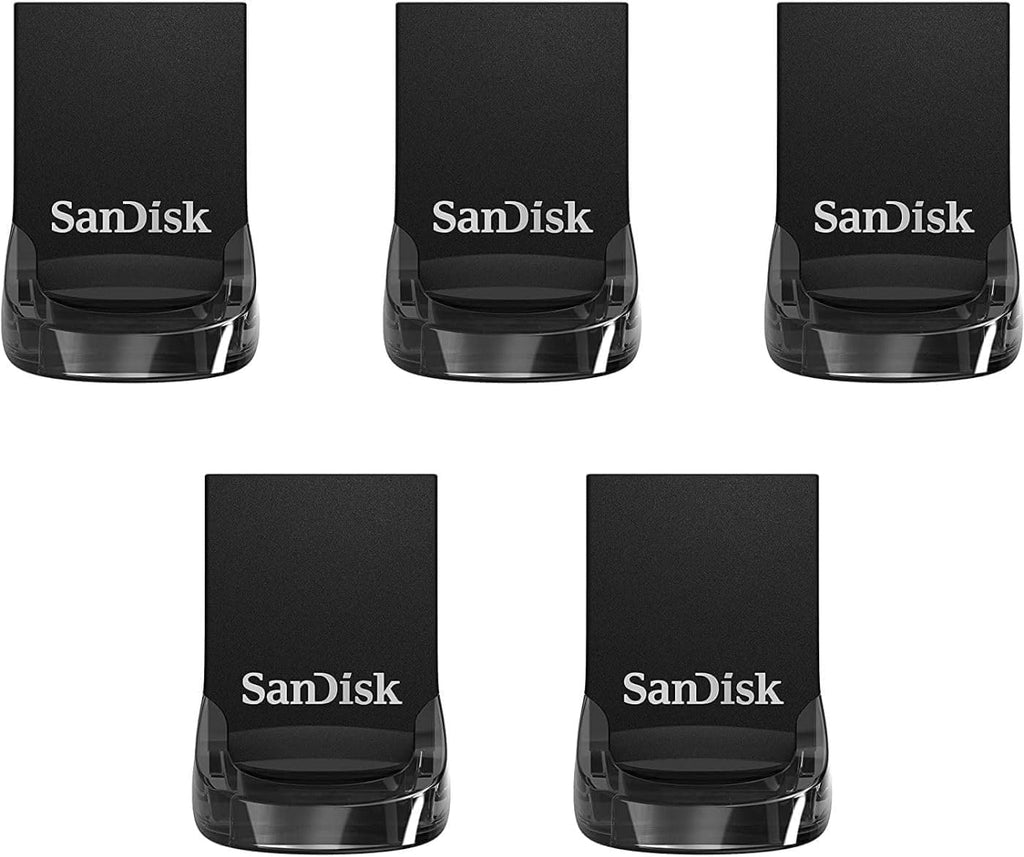SANDISK 64GB 5-Pack Ultra Fit USB 3.2 Gen 1 Flash Drive (5x64GB) - Up to 300MB/s, Plug-and-Stay Design, Non-Retail Packaging - SDCZ430-064G-GAM5C by SANDISK