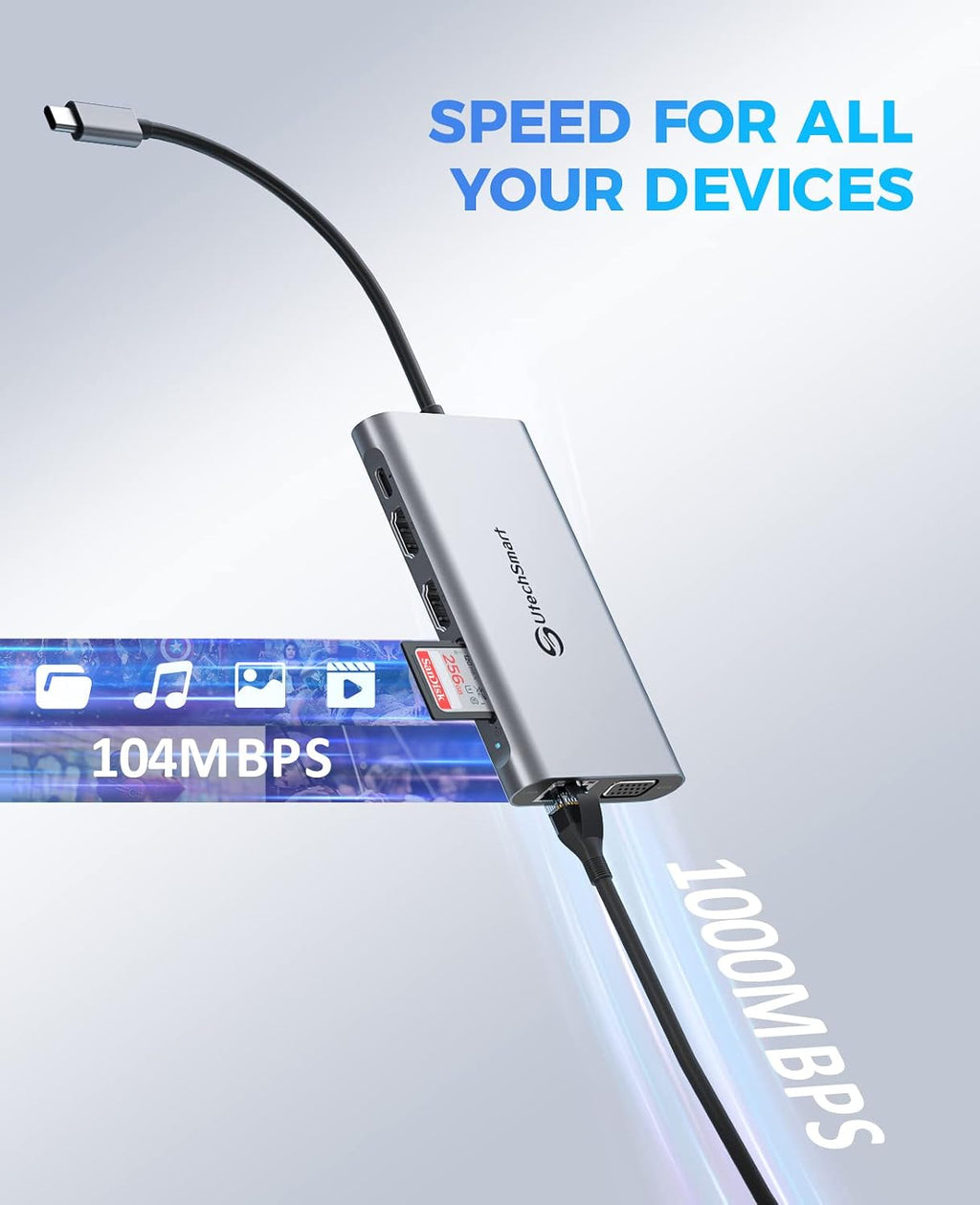 UtechSmart USB C Docking Station, Dual Monitor, Laptop Docking Station - Image 6