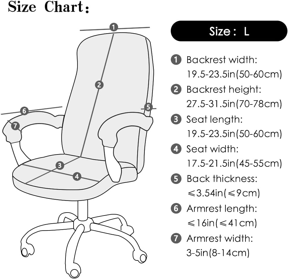 FORCHEER Office Chair Cover Water Repellent Jacquard Armrest Swivel Chair Slipcovers Removable Stretch Universal Computer Chair Cover L with Chair Arm Cover 2P-Dark Grey - Image 2