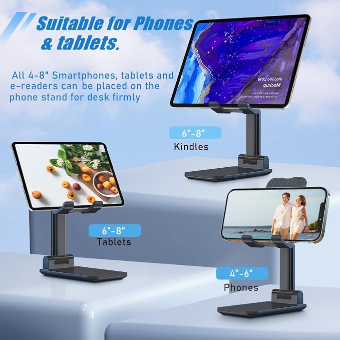 Phone Stand for Desk, Cell Phone Holder Cute Smart Cellphone Stand Foldable Stands Compatible with Under 8" Devices, Office Accessories - Image 3
