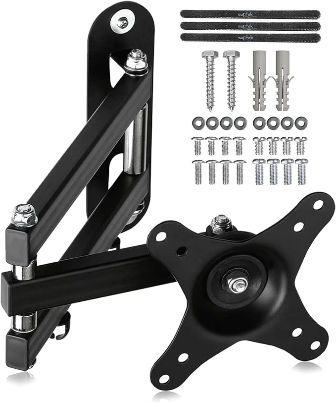 Suptek TV Wall Bracket Mount Swivel and Tilt for Most 15"-32" LED, LCD, OLED Flat Screen TVs and Monitors with VESA 75x75-100x100mm up to 13kg Full Motion Monitor Wall Bracket MA2720 by suptek