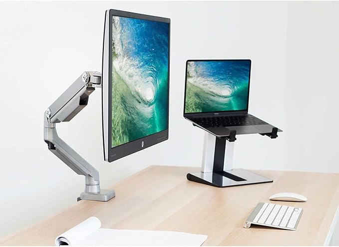 Mount-It! Single Monitor Arm Desk Mount, Mechanical Spring Height Adjustable Monitor Stand for 13–32 Inch Screens up to 17.6 lbs, VESA 75x75 & 100x100, C-Clamp & Grommet - Image 4