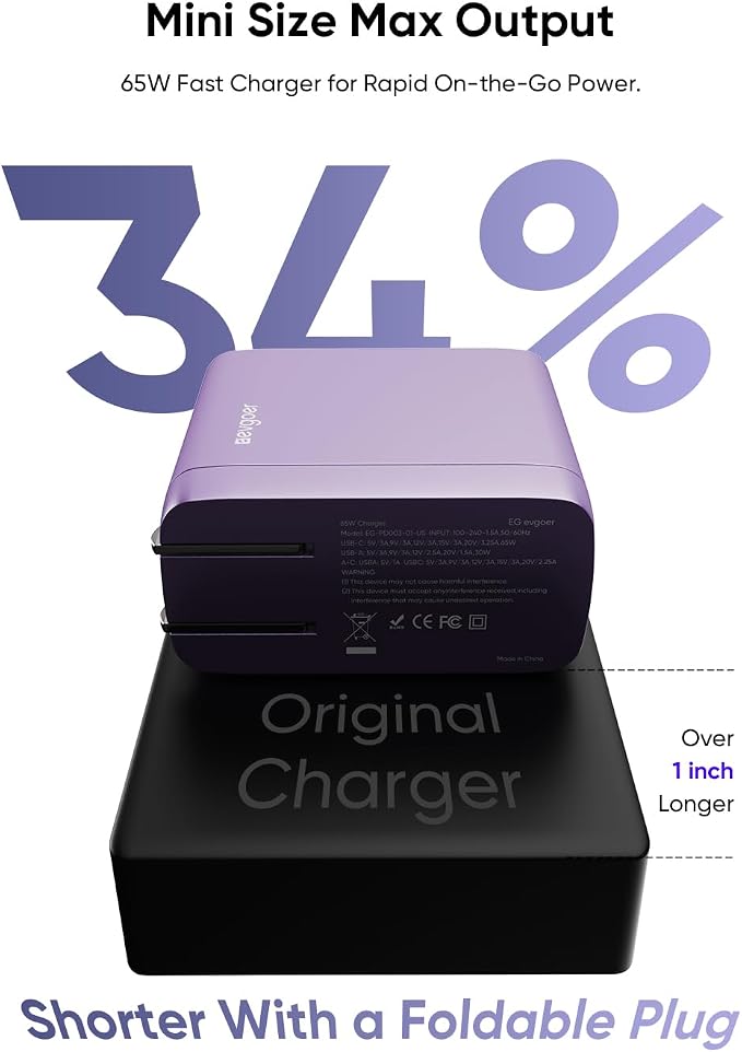 Surface Pro Charger, 65W Microsoft Surface Charger for 12/11/10/9/8/7/6/5/4/3/X, Compatible with Both Microsoft Book/Laptop/Tablet and All USB-C Deviece (Purple) - Image 6