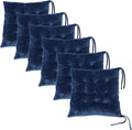 6 Pack Square Seat Cushion Chair Pads for Kitchen Dining Chairs, Soft Comfort Velvet Chair Mat Pillow Cushions with Ties for Office Desk Living Room Tatami 15.5", Blue by MissSoul