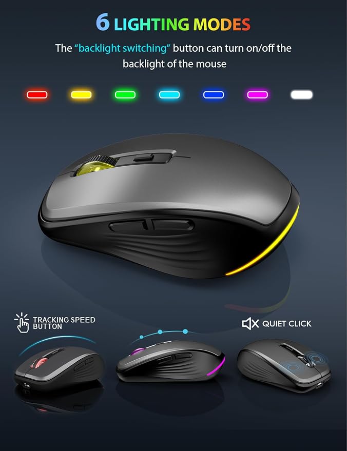 Wireless Keyboard and Mouse Combo, Compact Backlit Scissor Keys | Slim Design, Rechargeable, Quiet Typing, RGB Mouse, Auto Sleep, 2.4GHz USB Wireless, KM61PRO Portable Set for Windows & Mac - Image 6