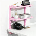 Spacrea Clamp on Desk Shelf, 2 Tier Office Desk Shelves Organizer, Wood Desktop Supplies Storage Rack, Desk Organizers and Accessories (Pink) by Spacrea