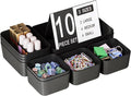 Drawer Organizers Bins 10 PCS for Bathroom Makeup Desk Office | with Non-slip Pads, 3 Sizes, Plastic Tray, Vanity Organizer, Kitchen Utensils Organizer by Homhut