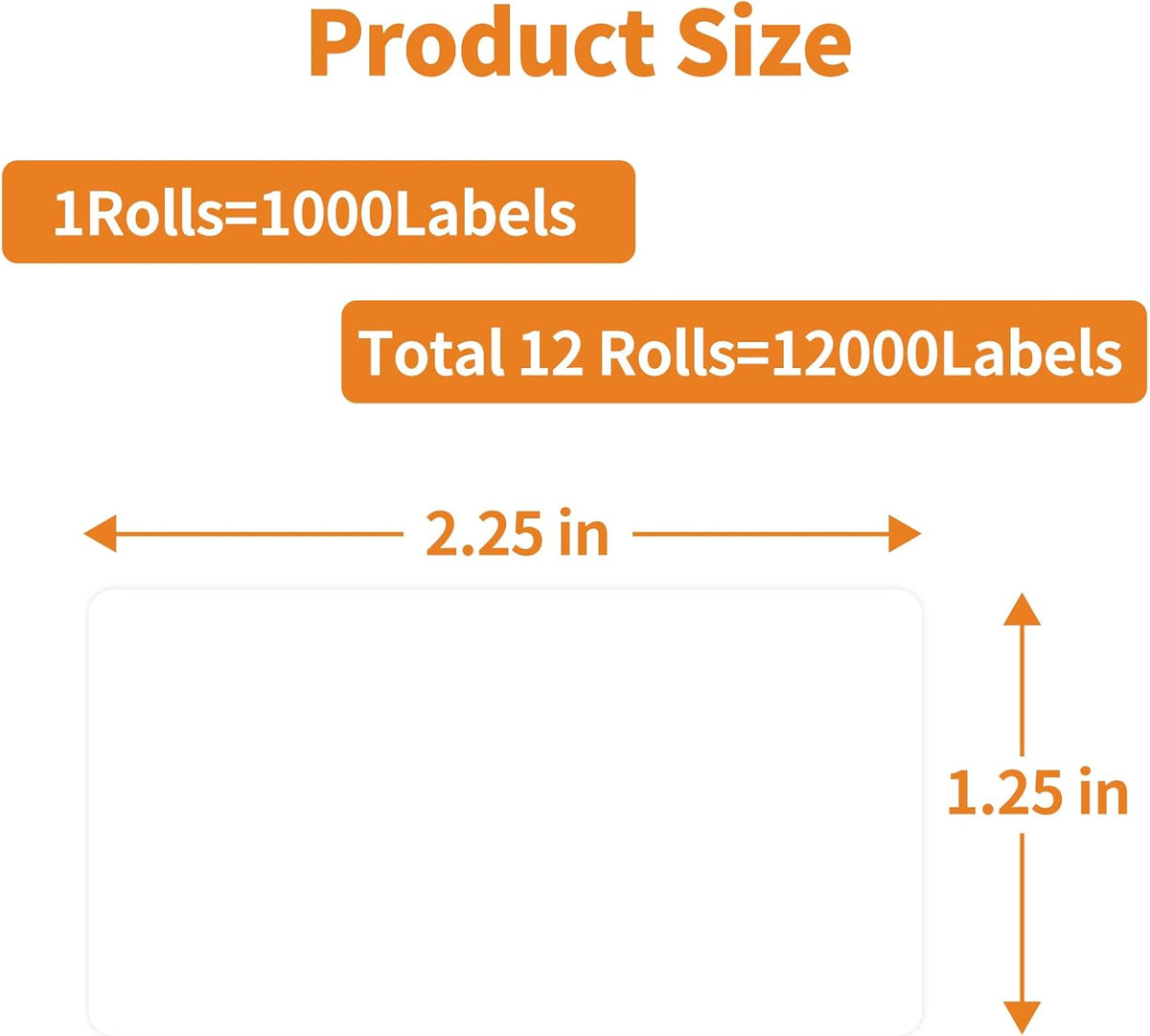 MFLABEL 12 Rolls Thermal Shipping Labels (12,000 Labels) - 2.25 x 1.25 Inch Direct Thermal Perforated Stickers for FBA, Barcode, SKU, Packaging – Compatible with Zebra, Rollo, Munbyn Thermal Printers - Image 2