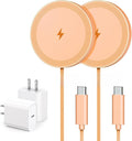 6FT Magnetic Wireless Charger Charging Pad - 15W Fast Phone Charger for Apple iPhone 17 16 15 14 13 12 Series & AirPods 4 3 2 Pro, Phone Charging Pad with Plug for Desk & Travel, 2Pack Orange by WAYLITEWirelessCharger