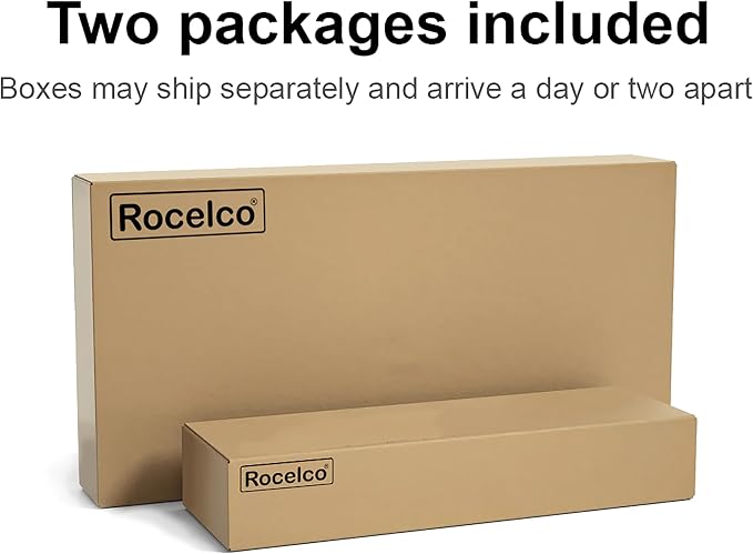 Rocelco 46" Height Adjustable Corner Standing Desk Converter with AC Outlet USB Charger and Dual Monitor Arm Mount - Stand Up Tabletop Riser Workstation - Keyboard Tray - Black (R CADRB-46-ACUSB-MA2) - Image 7