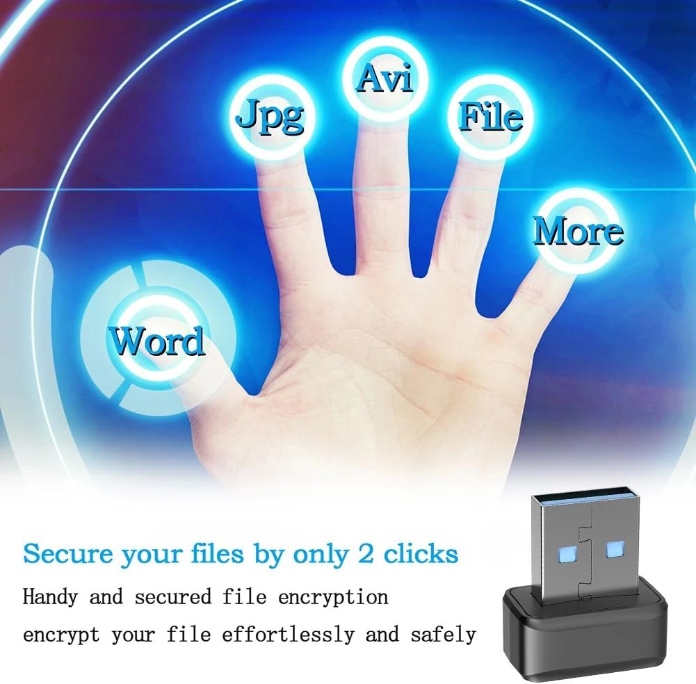 USB Fingerprint Key Reader FIDO U2F Speedy Matching Security Key Hello Anti-Spoofing Mini Fingerprint Reader Easy Install Easy to Use, Black, 500450823 - Image 4