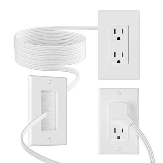 in Wall Cable Management Kit,2 AC Outlets Relocation Kit,Power Extender for Unreachable Outlets,7.8ft in Wall Outlet Extender for TV,Sofa,Desks,Nightstands,Home Theater Cords Organizer by Unknown