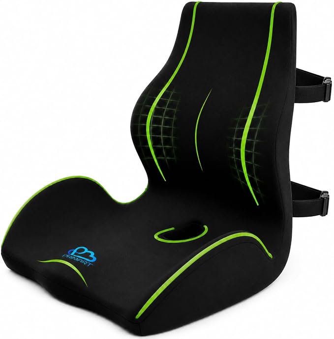 Ergonomic Memory Foam Seat Cushion for Office Chair, Car Seat, Dining, Gaming Chair & Wheelchair, Full Back & Lumbar Support Pillow One Piece, Back Pain Relief, Coccyx, Tailbone & Sciatica Pain Relief by Unknown