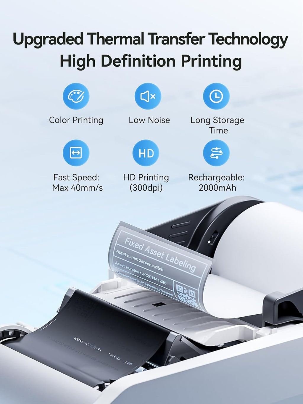 NIIMBOT M2 Label Maker with Tape, 2" Thermal Transfer Label Printer, White - Image 8