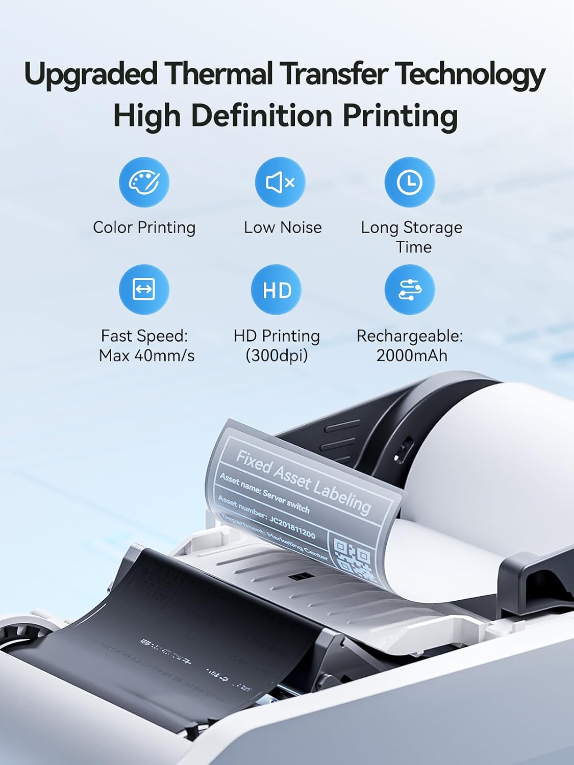 NIIMBOT M2 Label Maker with Tape, 2" Thermal Transfer Label Printer, White - Image 8