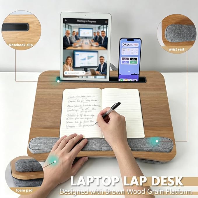 Lap Desk for Bed, Fits 14–17 Inch Laptops | Soft padded suhion,built-in pen slot,compact for bed,couch & travel use - Image 5