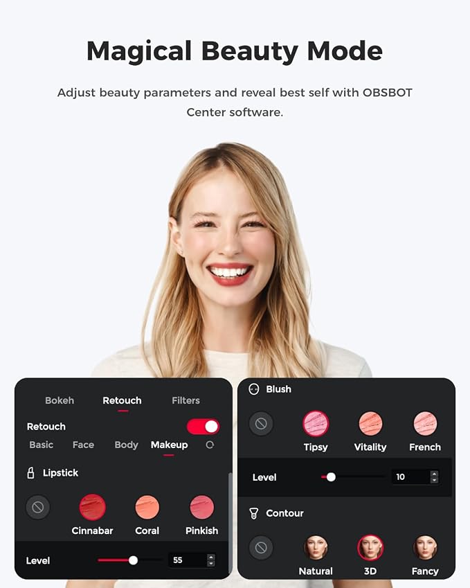 OBSBOT Meet 2-4K Webcam for PC with 1/2" Sensor, AI Framing & Autofocus | Beauty Mode, Lightweight, Gesture Control, HDR, Dual Microphone, 60 FPS, Web Cam for Streaming, Meeting,Gaming.(Aurora Green) - Image 7