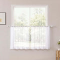 Short White Sheer Kithen Cafe Curtains 24 Inch Length 2 Panels Set | Half Curtains for Living Room Bedroom Basement Bathroom Small window, Sheer curtain over sink, Rod Pocket, Each 42"W x 24"L by OWENIE