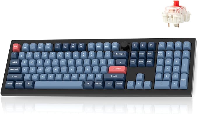 Keychron V6 Max Wireless QMK Mechanical Keyboard 2.4 GHz & Bluetooth | Full-Size Layout Custom with Hot-swappable Gateron Red Switch RGB Backlight Compatible with Mac Windows Linux - Black by Keychron