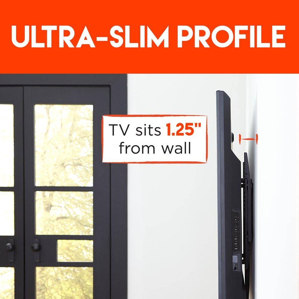 ECHOGEAR SlimView TV Wall Mount for 32" to 80" TVs - 1.25" Low Profile with Pull String Locking System for Cable Access & Included Hardware for DIY Easy Install (Pack of 2) - Image 2