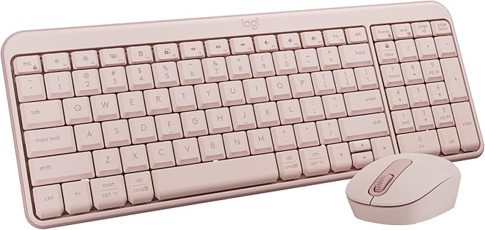 Logitech MK250 Compact Bluetooth Wireless Keyboard and Mouse Combo - Rose | Bluetooth connection only, compact keyboard with number pad, small ambidextrous M196 mouse with 3 non-customizable buttons by Unknown
