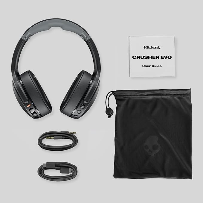 Skullcandy Crusher Evo Wireless Multi-Sensory Bass Headphones - Asphalt | Bluetooth, Noise Isolating Over-Ear Fit, 40 Hours Battery, Microphone, Working Out, Gym, Travel, Studying, Music - Image 5