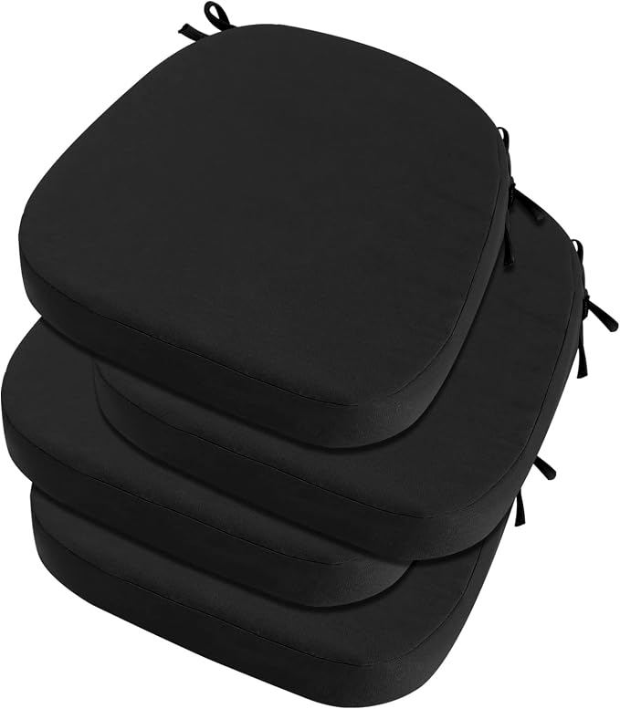 idee-home Outdoor Chair Cushions Set of 4, 17" x 17" D-Shaped | Thick Outdoor Seat Cushions Waterproof Patio Furniture with Ties Dining Pads by idee-home