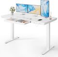 Marsail Glass Standing Desk, 55 x 28 Inch Electric Standing Desk,White | Storage Drawer, One-Piece Tabletop, USB Charging Ports, Sit Stand Design, Black finish, Height Adjustment, Home Office by Marsail